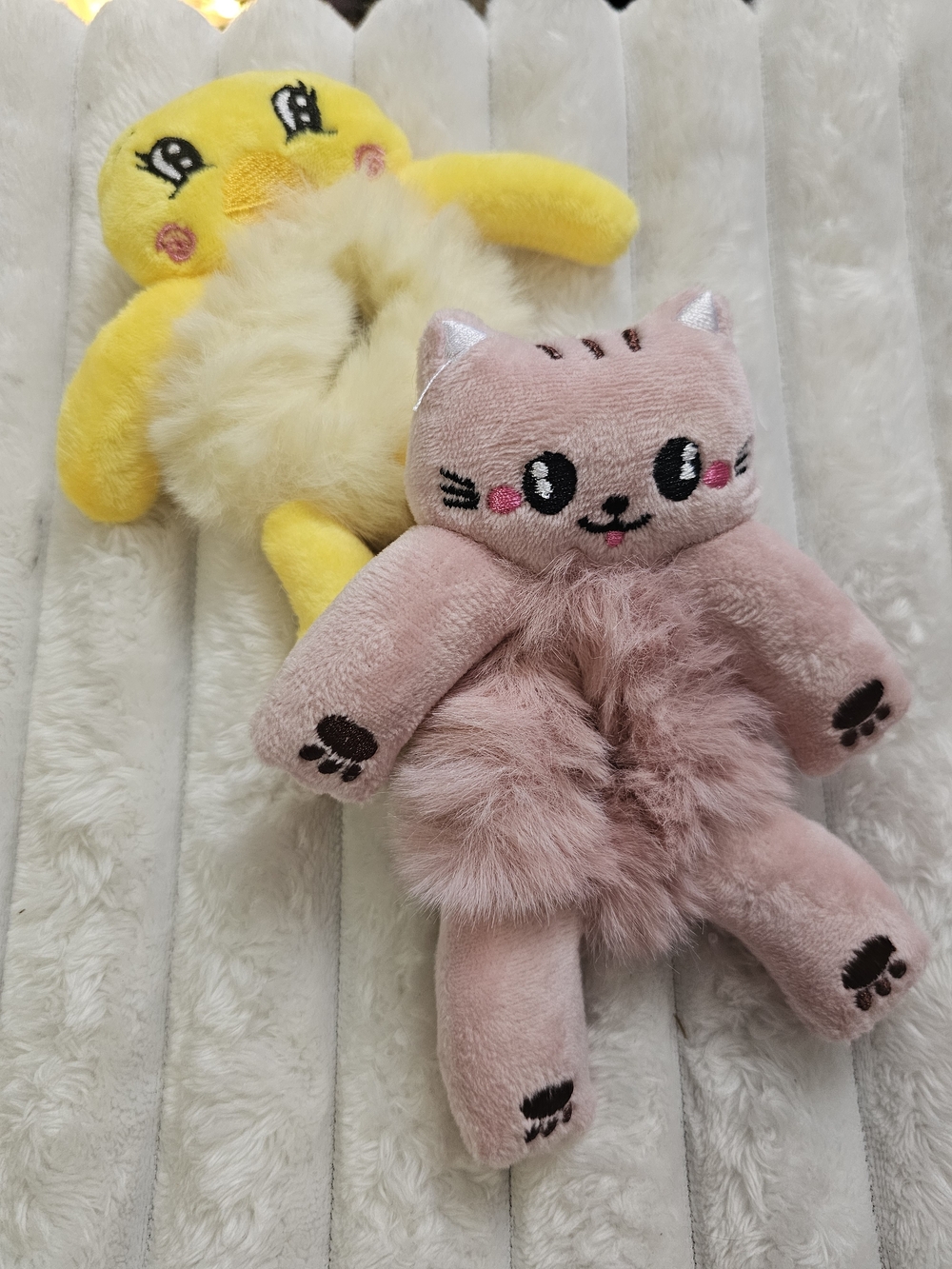 Plush Cat & Duck  Hair Scrunchies